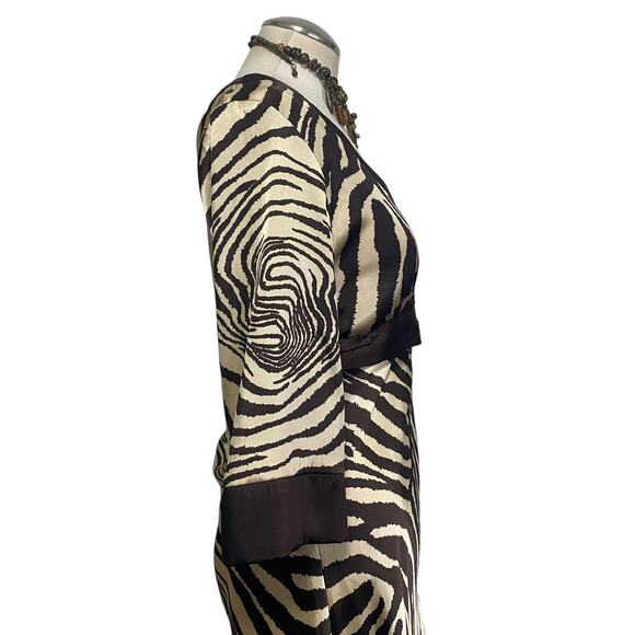 Vintage 90's Jodi Kristopher Satin Brown Zebra Print Dress- Funky Hippie Boho - Picture 10 of 14